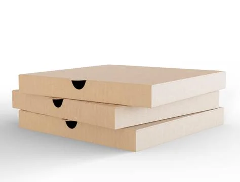 3D Illustration. Stack of pizza boxes mockup. Illustrazione stock