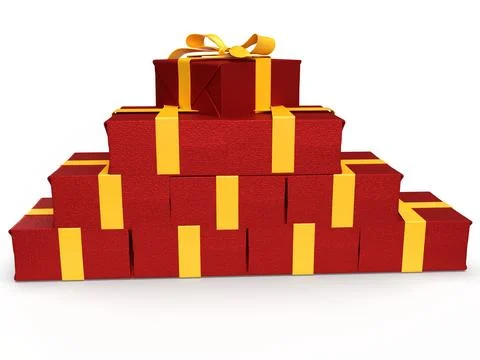 3D Illustration - Stack of Red Gifts Stock Illustration