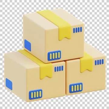 3D Illustration of Stacked Shipping Boxes with Secure Tape Stock Illustration