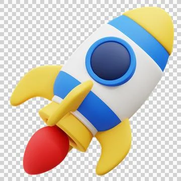 3D Illustration of Startup Concept with Rocket Symbolizing Launch and Growth Stock Illustration