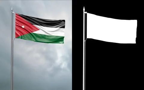 3d illustration of the state flag of the Hashemite Kingdom of Jordan Stock Illustration