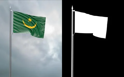 3d illustration of the state flag of the Islamic Republic of Mauritania Stock Illustration