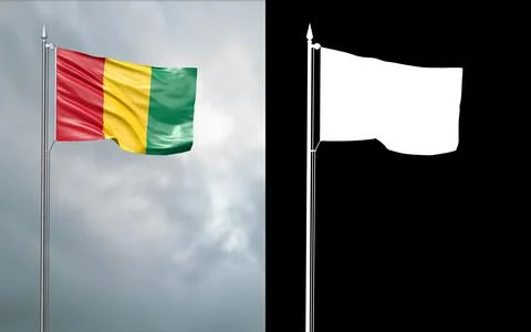 3d illustration of the state flag of the Republic of Guinea Stock Illustration