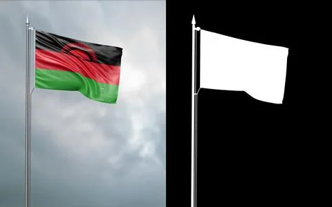 3d illustration of the state flag of the Republic of Malawi Stock Illustration