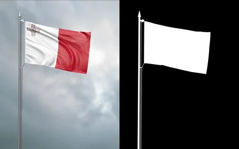 3d illustration of the state flag of the Republic of Malta Stock Illustration