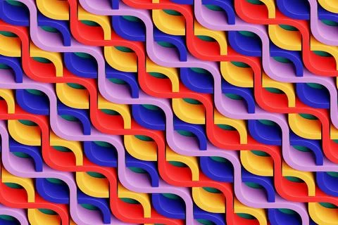 3d illustration of a stereo strip of different colors. Geometric stripes simi Stock Illustration
