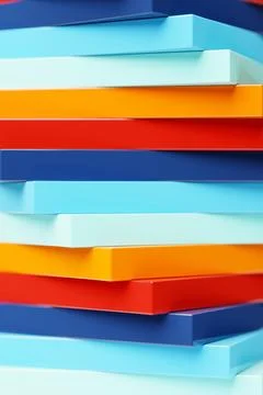 3d illustration of a stereo strip of different colors. Geometric stripes. Abs Stockillustratie