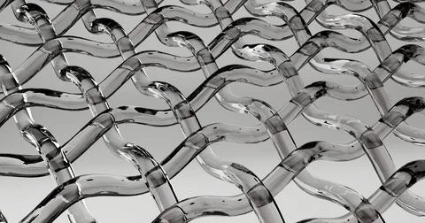3D illustration of a structure in the form of a glass mesh consisting of cur イラスト素材