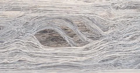 3d illustration of a structure made of thin longitudinal fibers of a light s Stock Illustration