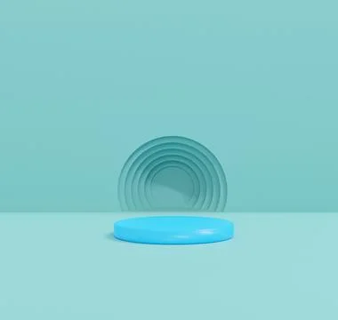 3d illustration studio with geometric shapes, podium on the floor. Platforms  Stock Illustration