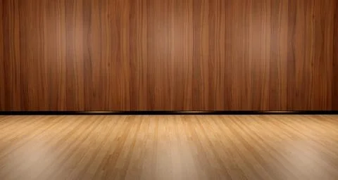 3D illustration studio wall and wooden floor Empty room The wooden floor back Stock Illustration