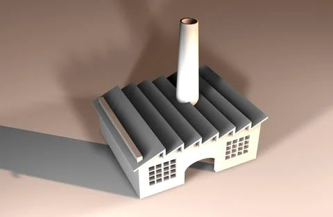 3D illustration of stylized factory model Stock Illustration