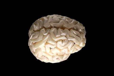 3d illustration of stylized low-poly brain symbolizes intelligence and Illustrazione stock