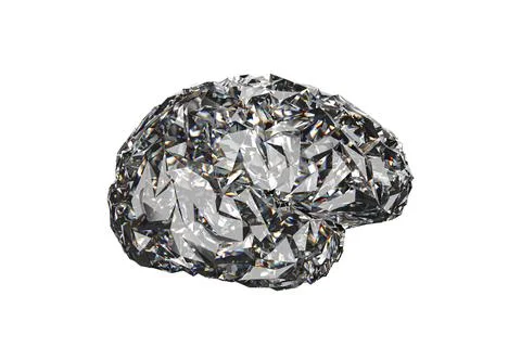 3d illustration of stylized low-poly brain symbolizes intelligence and Stock Illustration