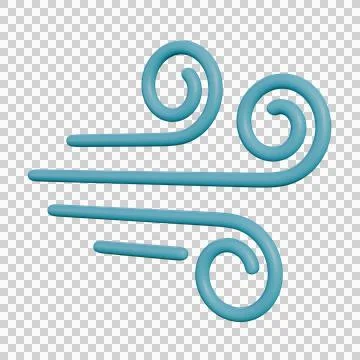 3D illustration of a stylized wind icon featuring smooth blue swirl lines Stock Illustration