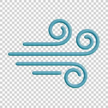 3D illustration of a stylized wind icon featuring smooth blue swirl lines Stock Illustration