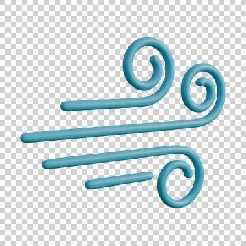 3D illustration of a stylized wind icon featuring smooth blue swirl lines Illustration