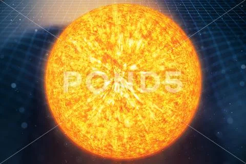 3D illustration Sun gravity bends space around it. With bokeh effect. Concept Stock Illustration