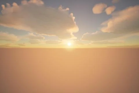 3D illustration of a sunset landscape. Illustrazione stock
