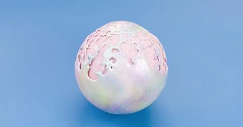 3D Illustration surface of the pink ball rainbow like texture Stock Illustration