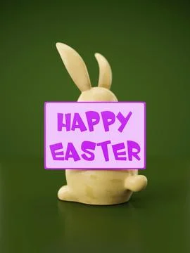 3d illustration of a sweet easter bunny figure with message happy easter Stock Illustration