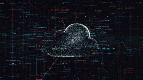 3D illustration, symbol of cloud technology in contemporary digital world Stock Illustration