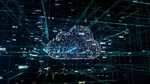 3D illustration, symbol of cloud technology in contemporary digital world Stock Illustration