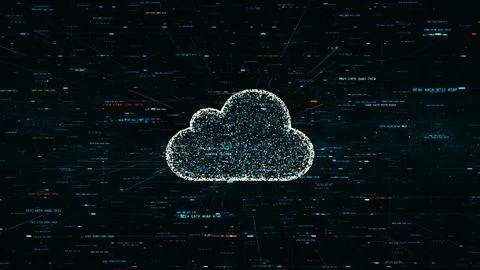 3D illustration, symbol of cloud technology in modern digital world Illustrazione stock