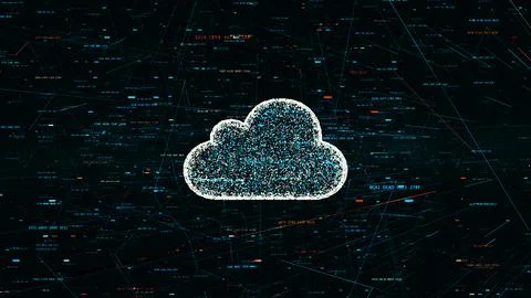 3D illustration, symbol of cloud technology in modern digital world Illustrazione stock