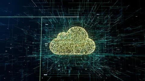 3D illustration symbol of cloud technology in modern digital world Stock-Illustration