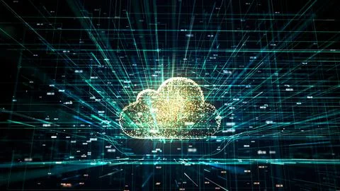 3D illustration, symbol of cloud technology in modern digital world Stockfoto's