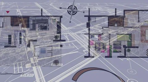 3d illustration - Technical Drawing of floor design being drawn with great de Stock Illustration