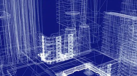 3d illustration - Technical Drawing of floor design being drawn with great de Stock Illustration