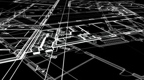 3d illustration - Technical Drawing of floor design being drawn with great de Stock Illustration