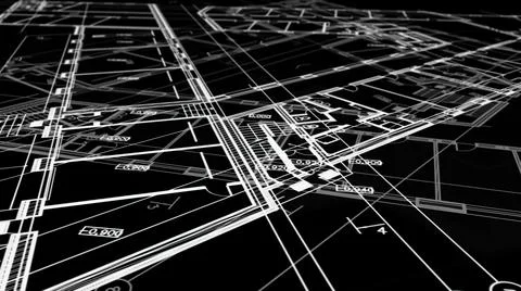 3d illustration - Technical Drawing of floor design being drawn with great de Stock Illustration