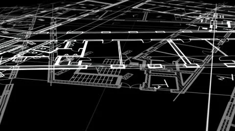 3d illustration - Technical Drawing of floor design being drawn with great de Stock Illustration