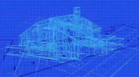 3d illustration - Technical Drawing of floor design being drawn with great de Stock Illustration