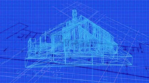 3d illustration - Technical Drawing of floor design being drawn with great de Stock Illustration
