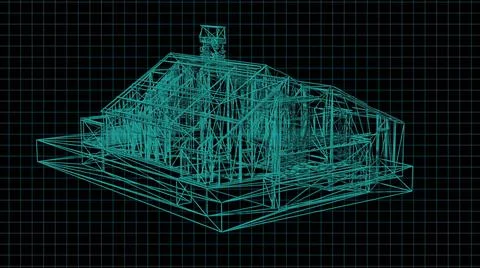 3d illustration - Technical Drawing of floor design being drawn with great de Stock Illustration
