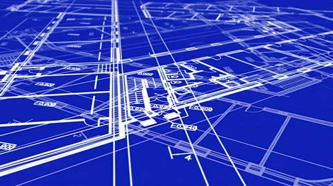 3d illustration - Technical Drawing of floor design being drawn with great de Stock Illustration