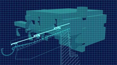 3d illustration - Technical Drawing of floor design being drawn with great de Stock Illustration