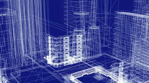 3d illustration - Technical Drawing of floor design being drawn with great de Stock Illustration