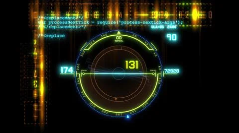 3d illustration - Techno background.Futuristic interface with running code te Stock Illustration