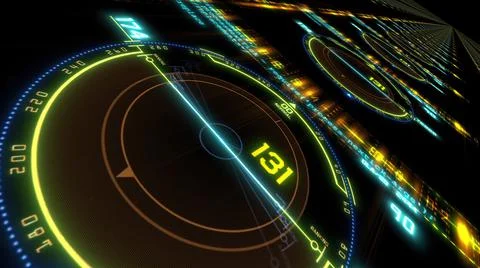 3d illustration - Techno background.Futuristic interface with running code te Stock Illustration