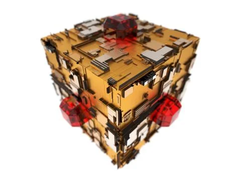 3d illustration of techno cube. Stock Illustration