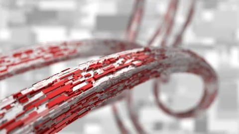 3d illustration of technological surface, red and white version. Stock Illustration