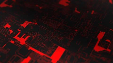 3d illustration of technological surface, red and black version. Stock Illustration