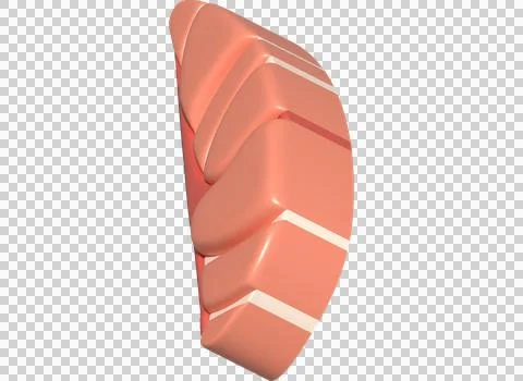 3D illustration, thick slices of raw salmon of fresh sashimi or trout sashimi Stock Illustration