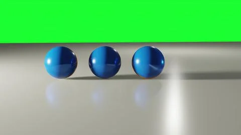 3d illustration - Three  balls   on  surface. On green screen Stock Illustration