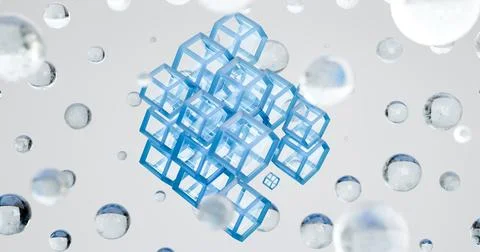 3D illustration is a three-dimensional lattice structure of hexagonal cells Stock Illustration